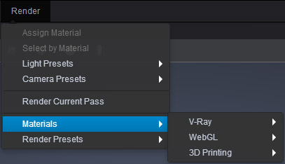 Creating Materials from Render Menu